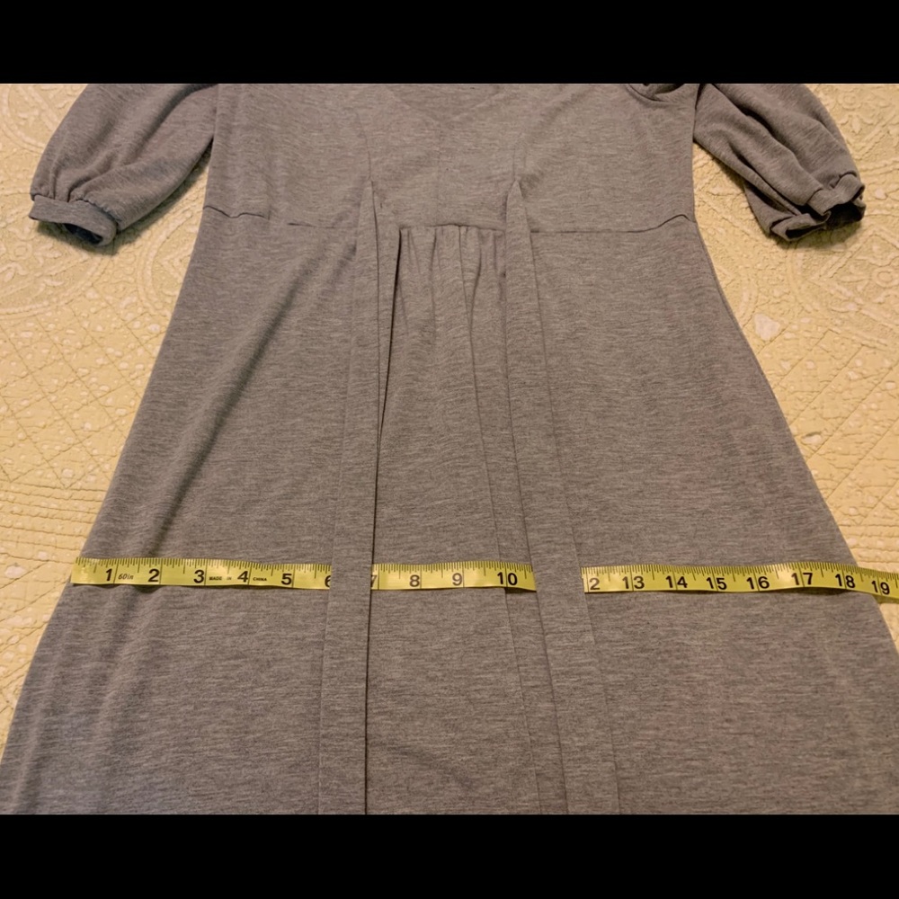GAP grey LS jersey dress w/ sash size Medium - Picture 6 of 8